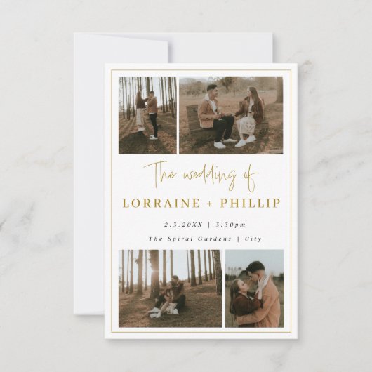 Faire-part de mariage moderne de code QR à 5 photo (Devant)