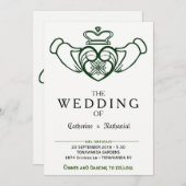 Faire-part de mariage moderne de coeur de Claddagh (Devant / Derrière)
