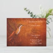 Faire-part de mariage moderne de colibri orange br (Debout devant)
