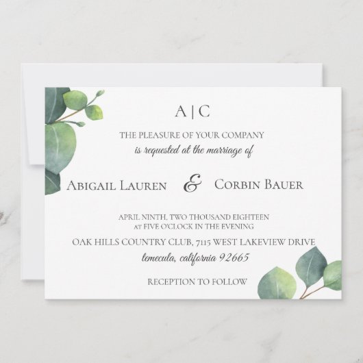 Faire-part de mariage moderne de feuille (Devant)