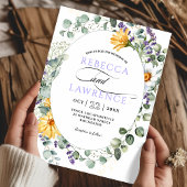 Faire-part de mariage moderne de fleurs pourpres s