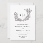 Faire-part de mariage moderne de Monogramme noir e (Devant)