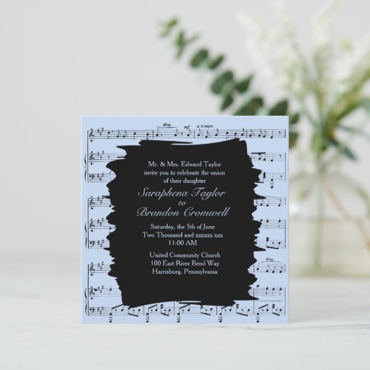 Faire-part de mariage moderne de musique bleue Abs (Debout devant)