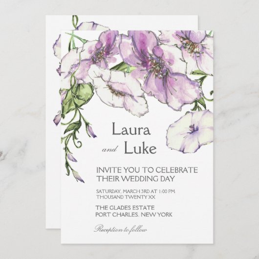 Faire-part de mariage moderne de Pansy (Devant / Derrière)