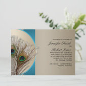 Faire-part de mariage moderne de paon d'Aqua de (Debout devant)