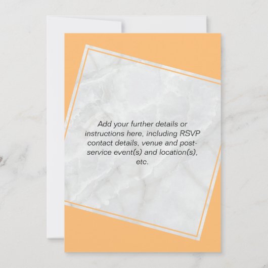 Faire-part de mariage moderne de pêche d'abricot (Dos)