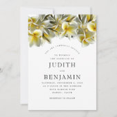 Faire-part de mariage moderne de Plumeria Jaune (Devant)