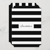 Faire-part de mariage moderne de rayures noir et b (Devant / Derrière)
