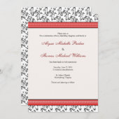 Faire-part de mariage moderne de remous (rouge) (Devant / Derrière)