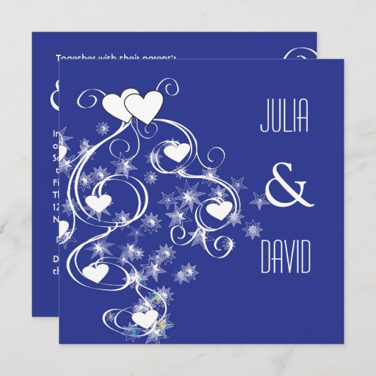 Faire-part de mariage moderne de Swirls & Hearts (Devant / Derrière)