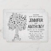 faire-part de mariage moderne découpé d'arbre (Devant / Derrière)