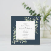 Faire-part de mariage moderne Deep Sea Blue Greene (Debout devant)