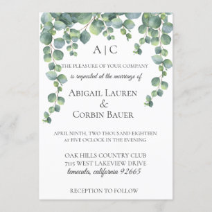 Faire-part de mariage moderne des vignes d'Eucalyp