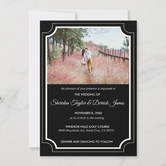 Faire-part de mariage moderne design noir et blanc (Devant)