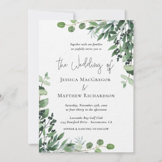Faire-part de mariage moderne d'Eucalyptus (Devant)