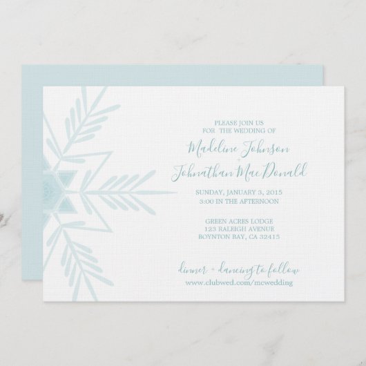 faire-part de mariage moderne d'HIVER WONDERLAND (Devant / Derrière)