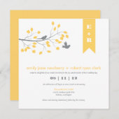 Faire-part de mariage moderne d'oiseaux (Devant / Derrière)