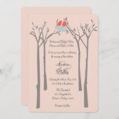 Faire-part de mariage moderne d'oiseaux et d'arbre (Devant / Derrière)