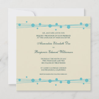 Faire-part de mariage moderne Dots & Straw 2 (aqua