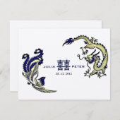 Faire-part de mariage moderne Dragon-Phénix chinoi (Devant / Derrière)