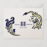 Faire-part de mariage moderne Dragon-Phénix chinoi