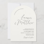 Faire-part de mariage moderne écriture arc écru (Devant)