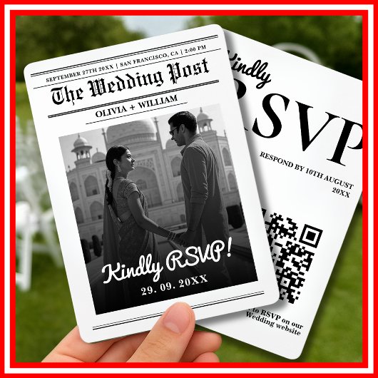 Faire-Part de Mariage Moderne Élégant Code QR Jour