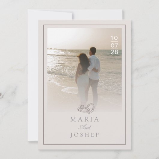 Faire-part de mariage moderne élégant crème modifi (Devant)