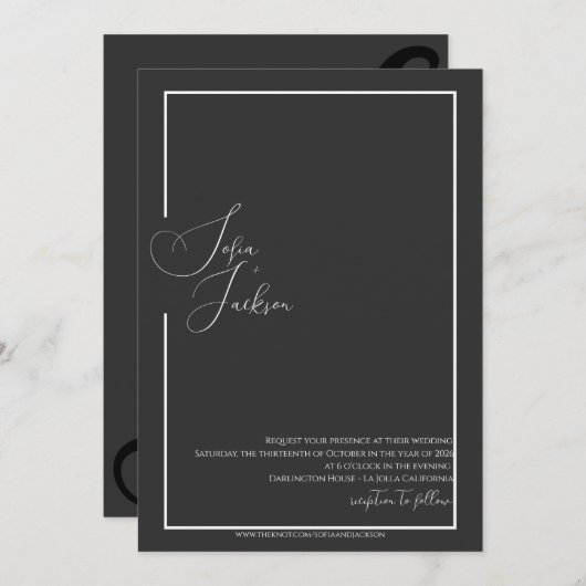 Faire-part de mariage moderne élégant et élégant (Devant / Derrière)