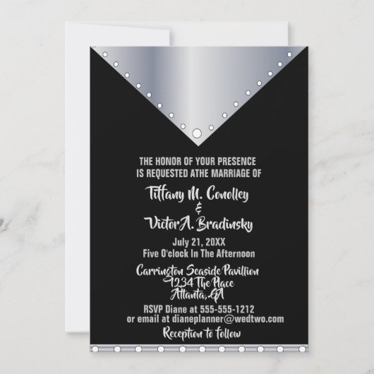 Faire-part de mariage moderne élégant noir et arge (Devant)