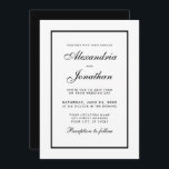 Faire-part de mariage moderne élégant noir et blan<br><div class="desc">Carte d'invitation noire et blanche moderne,  élégante et simple Mariage - Retour noir</div>
