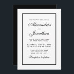 Faire-part de mariage moderne élégant noir et blan<br><div class="desc">Carte d'invitation noire et blanche moderne,  élégante et simple Mariage - Retour noir</div>
