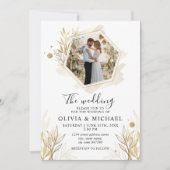 Faire-part de mariage moderne Elegant Photo Gold (Devant)