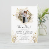 Faire-part de mariage moderne Elegant Photo Gold (Debout devant)