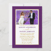 Faire-part de mariage moderne élégant violet or (Devant)