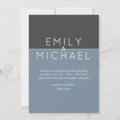 Faire-part de mariage moderne en acier bleu - Gras (Devant)