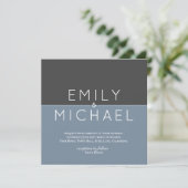 Faire-part de mariage moderne en acier bleu - Gras (Debout devant)