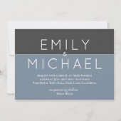 Faire-part de mariage moderne en acier bleu - Gras (Devant)