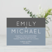 Faire-part de mariage moderne en acier bleu - Gras (Debout devant)