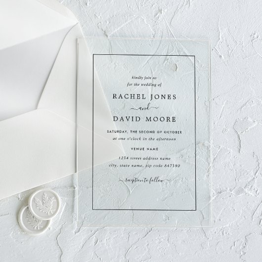 Faire-part de mariage moderne en acrylique clair
