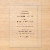 Faire-part de mariage moderne en acrylique clair (Recto)