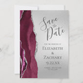 Faire-part de mariage moderne en agate de Bourgogn (Devant)