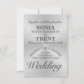 Faire-part de mariage moderne en aluminium brossé (Devant)