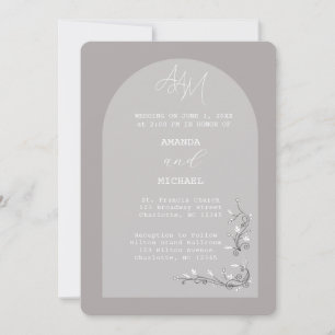 Faire-part de mariage moderne en arc gris Vintage