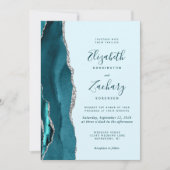 Faire-part de mariage moderne en argent sarcelle p (Devant)