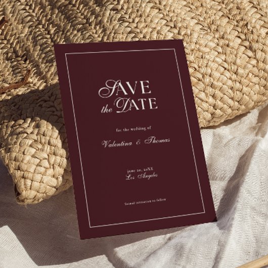 Faire-part de mariage moderne en bordeaux