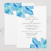 Faire-part de mariage moderne en cristal d'aquarel (Devant / Derrière)