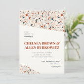 Faire-part de mariage moderne en dalle Terrazzo (Debout devant)