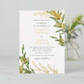 Faire-part de mariage moderne en feuille d'olive v (Debout devant)