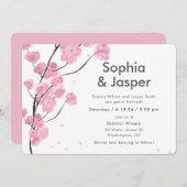 Faire-part de mariage moderne en fleurs de cerisie (Devant / Derrière)